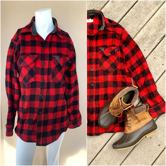 L.L. Bean Wool Button Up Flannel ShirtVintage Buffalo Plaid Flannel Shirt